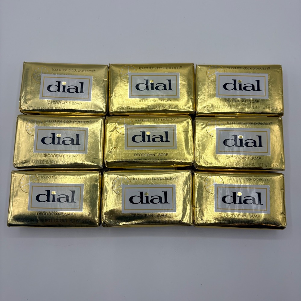 Dial Deodorant Soap Gold Foil Triclocarban Vintage Lot of 9 5oz NOS NEW Display